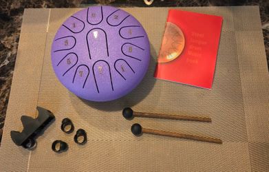 6 inch Purple Steel Tongue Drum with Mallets and Music Book