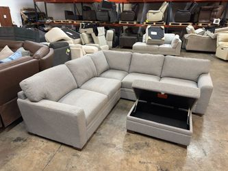 Thomasville Sectional Couch With Storage Ottoman.
