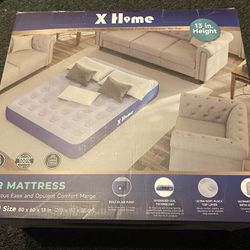 X Home Air Mattress Queen with Built-in Pump, 13" Inflatable Mattress with Dynamic Airflow Coil Technology for Indoor Camping, Guests, Portable Travel