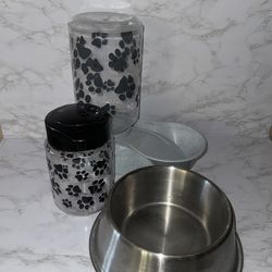 Gravity Gallon Feeder Waterer Stainless Steel Food Dish and Airtight Treat Container