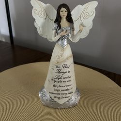 Angel Figurine with Butterflies, 8-Inch, White