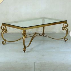 French Wrought Iron Glass Coffee Table