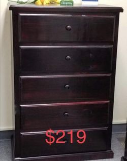Dresser 5 Drawers 100% Pinewood (white $269)🌲