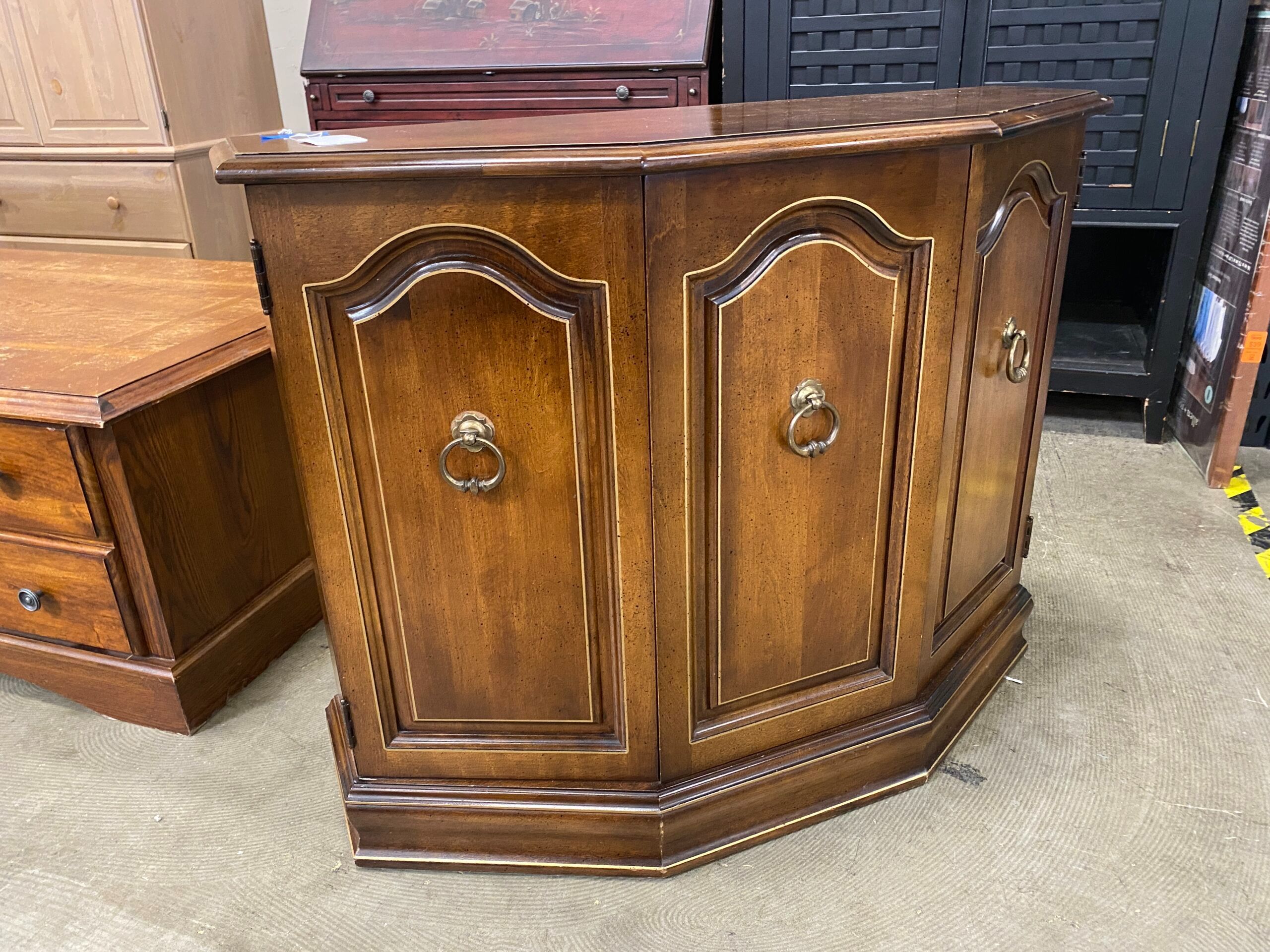 Wooden Entry Table with Brass Handles