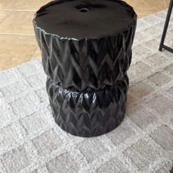 Black Ceramic Stool/side Table For Indoor Or Outdoor