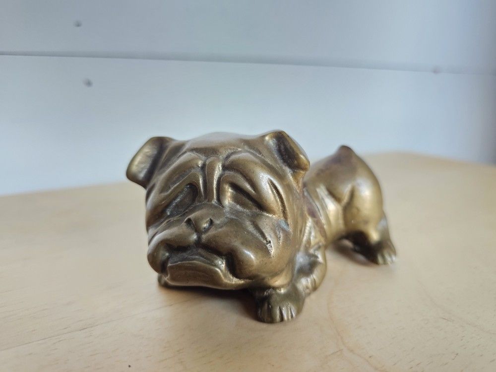 Solid Brass English Bulldog Figure Or Paperweight