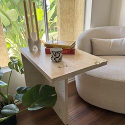Custom Travertine Side Table / Nightstand
