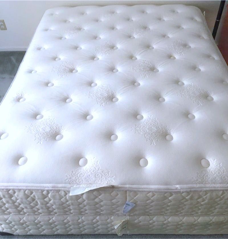 Queen Sealy Posturepedic Mattress, Boxspring and Metal Bed Frame