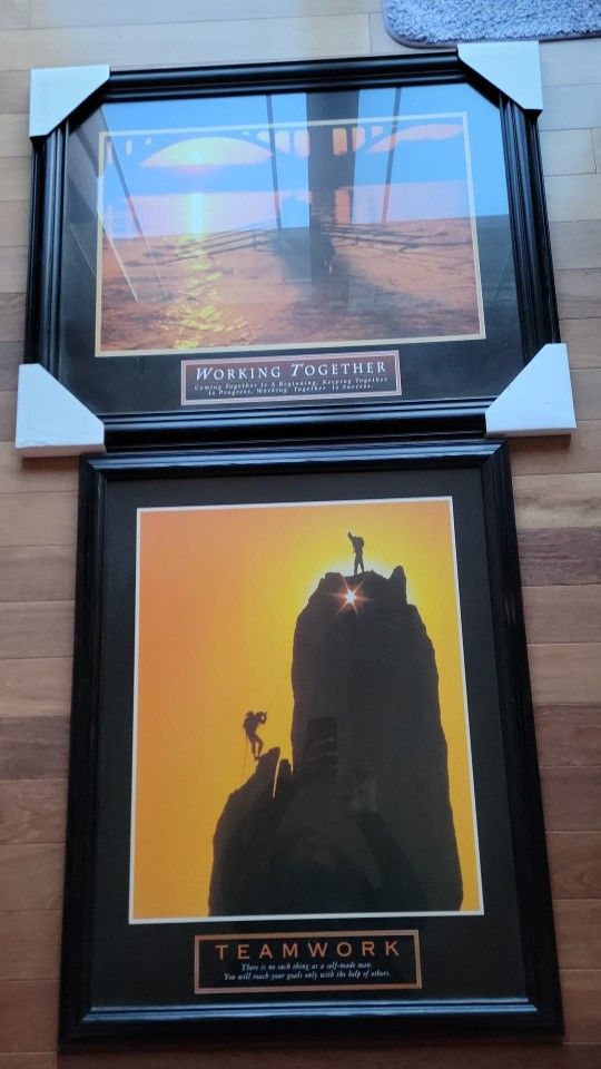 2 Framed in Wood and Glass Inspirational Wall Art Pieces, Wall Decor, Home Decor, Office Decor