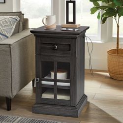 Better Homes & Gardens Canton End Table with USB, Tobacco Oak Finish