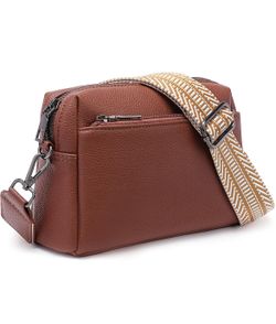 New Triple Zip Crossbody Bags for Women Pu Leather Small Cell Phone Purse with Adjustable Shoulder Strap