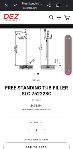 Free Standing Tub Filler  New In Box