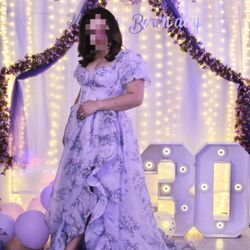 Faeriesty Ruffle Trim Off Shoulder Puff Sleeves Prom Dress Elegant Formal Evening Wedding Guest Dress, For Graduation, Dinner Party Dress 