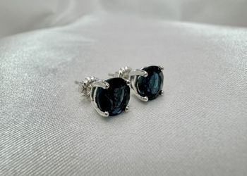 London blue sapphire stud earrings set in sterling silver