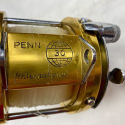 Penn International 30 Conventional Trolling Fishing Reel Gold w/ Clamp Used