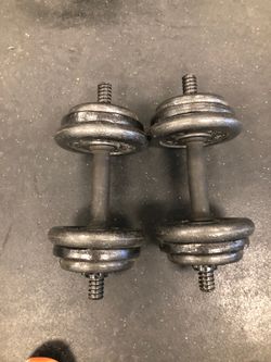 Adjustable dumbbells 25 pounds each basically new