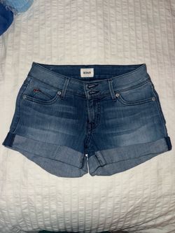 Hudson Croxley Women’s Blue Denim Cuffed Shorts Mid Rise Pockets (size 24)