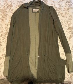 Olive Green Hooded Open-Front Cardigan