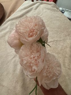 Beautiful artificial peony bouquet with four large light pink flower heads