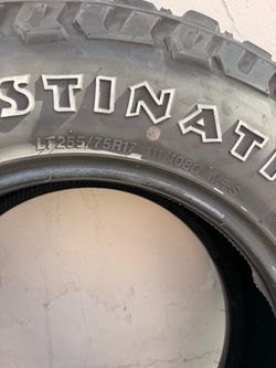 4 Firestone Destination A/T2 all-terrain tires, size LT255/75R17.