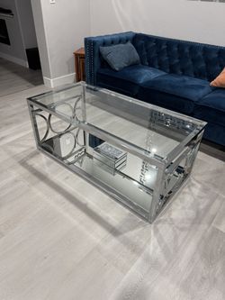 Glass & Silver Coffee Table