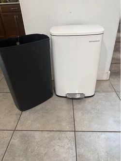 SONGMICS 13 Gallon (50 L) Trash Can, Stainless Steel Kitchen Garbage Can, Recycling or Waste Bin, Soft Close, Step-On Pedal, Removable Inner Bucket, W