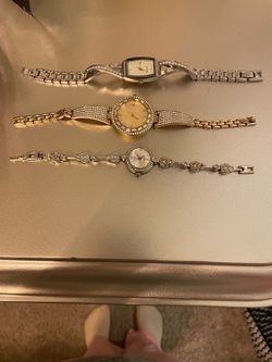 Lot of 3 Women's Crystal Bracelet Watches
