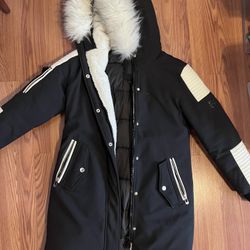 Noize Black Parker Jacket With Fur Trim. Medium 