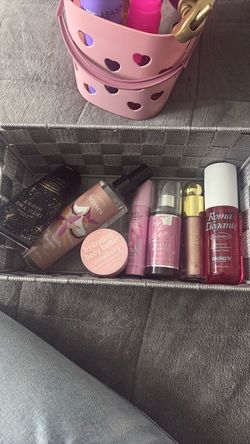 basket of fragrances and creams