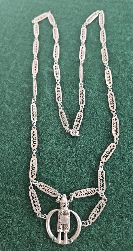 30 In. Vintage Jerusalem Made Silver Necklace