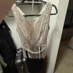 Sequin Fringe Tank Top - Gold & Blac