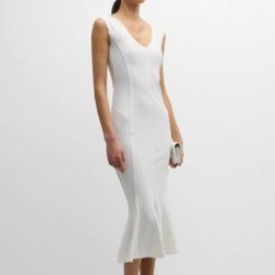 NEW Norma Kamali "GRACE" Fishtail Snow White Evening Wedding Dress Size Medium 