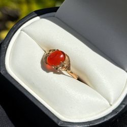 Jewelry Vintage 18k solid yellow gold carnelian 0.70CTW ring sz 6.00