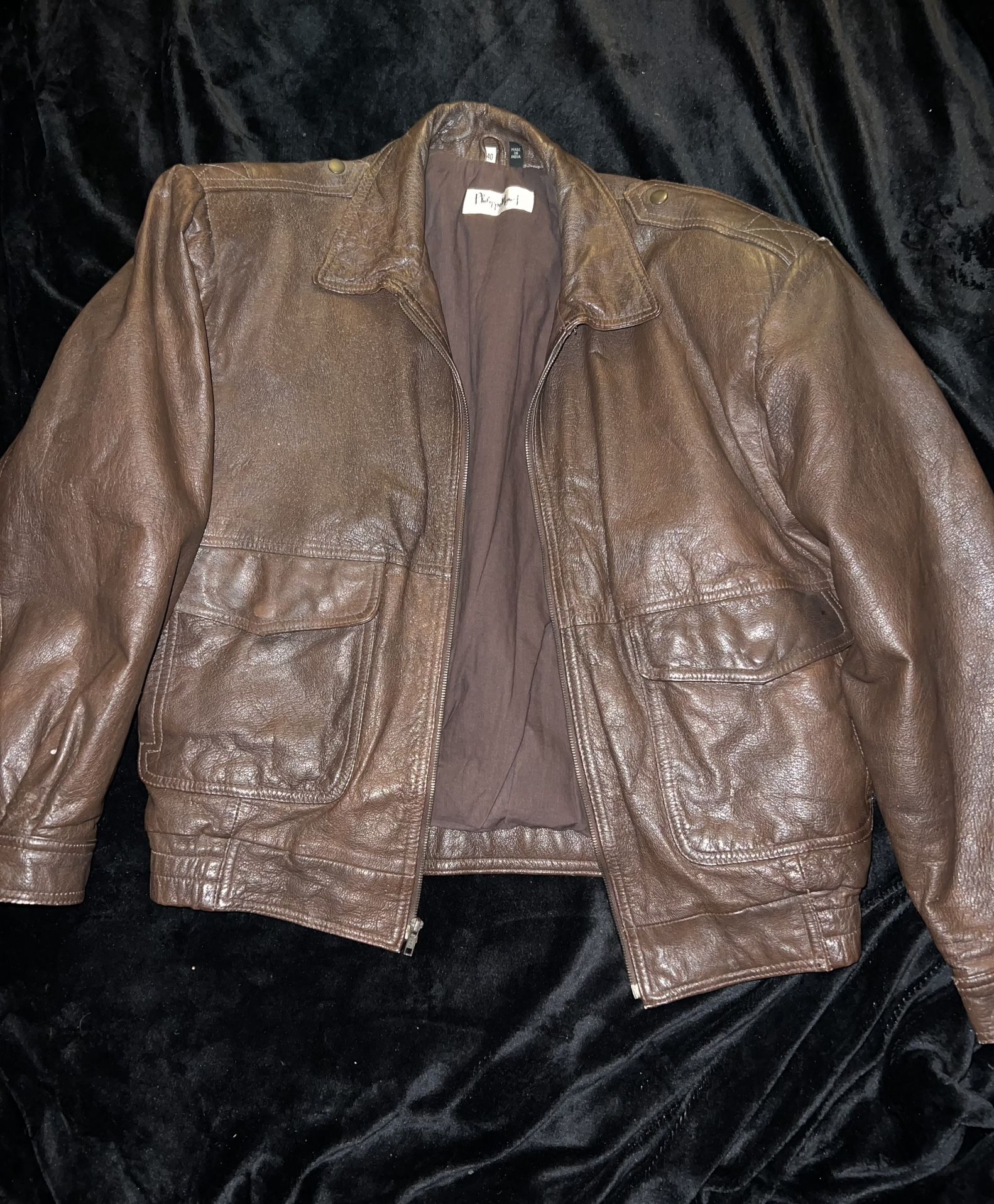 Philippe Monet leather bomber jacket size 40 It’s brown