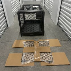 New Open Diggs Charcoal Revol Dog Crate Kennel Medium 2 Door Divider Heavy Duty