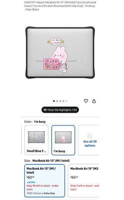 CASETiFY Impact MacBook Air 13" (M1/Intel) Case [Cushioned Impact Corners/Scratch-Resistant/Anti-Slip Grip] - I'm Busy - Clear Black