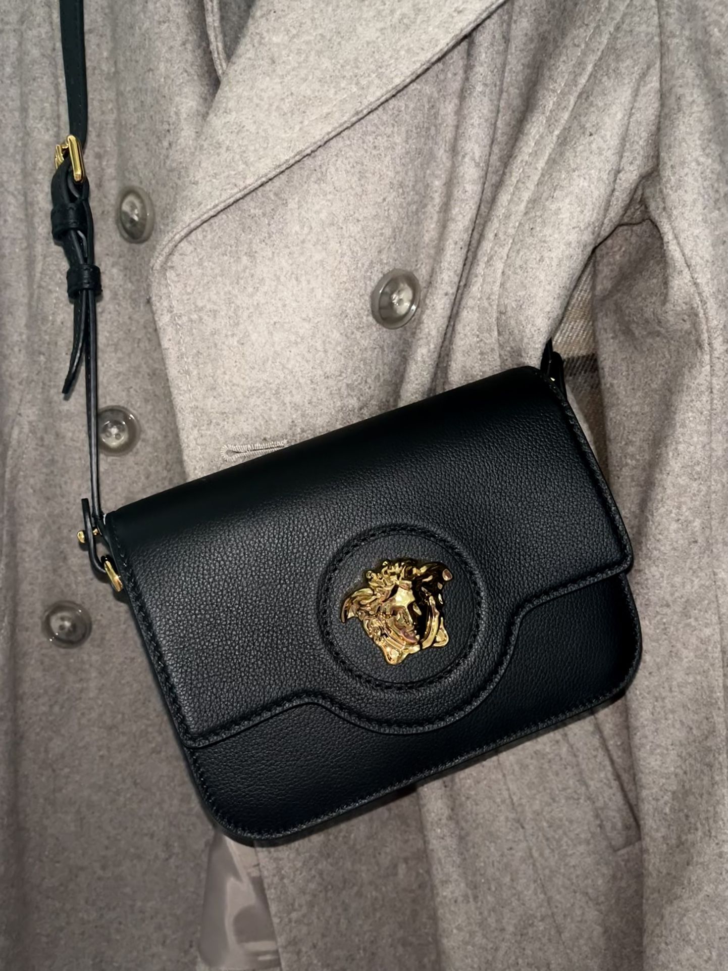 Versace La Medusa Leather Crossbody Bag