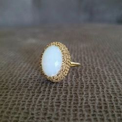 Zey Zey Faceted Opaque Moonstone Ring