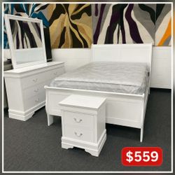white 4 piece queen size bedroom set
