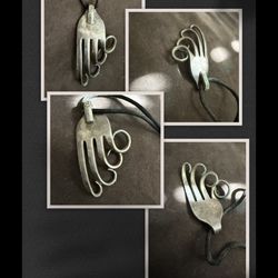 90s Vintage Handcrafted Bent Silverweare Cutlery Fork Recycled Upcycled Necklace Pendant from UK