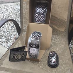 Set Cinturón. Billetera. Autentica Piel. Hermoso Nuevo