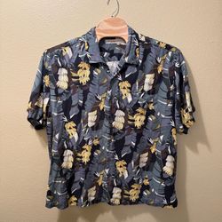 Men’s XXL Tommy Bahama 100% Silk Green Yellow Banana Print Hawaiian Shirt