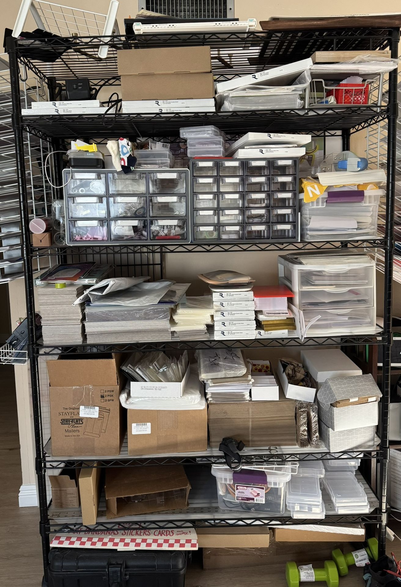 Container Store InterMetro Tiered Shelf Unit (7 Shelves & Black) + Baskets