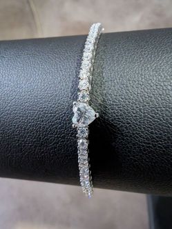 Solid Silver Moissanite Tennis Bracelet