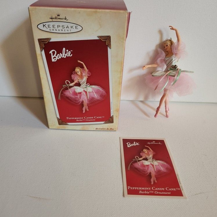 Peppermint Candy Cane Barbie Doll Hallmark Keepsake Ornament Handcraft 2004