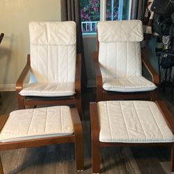 Two Chairs With Removable Cushions Washable With Ottoman Excellent Condition