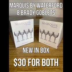 Marquis by Waterford 8 Piece Brady Goblet Set New in Box