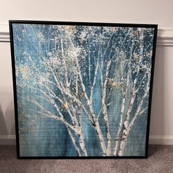 Framed Wall Art - Large Teal Trees
