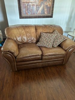 Living room, brown leather