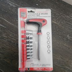 T Handle And Spline Socket Set. 10 Piece.